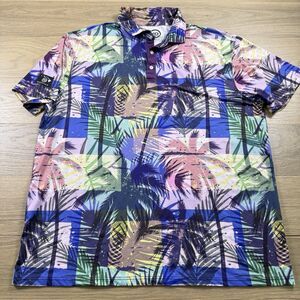 Yo Maui Shirt Men 2XL Lanakila Golf Polo Hawaiian Pink Purple YE Yang
